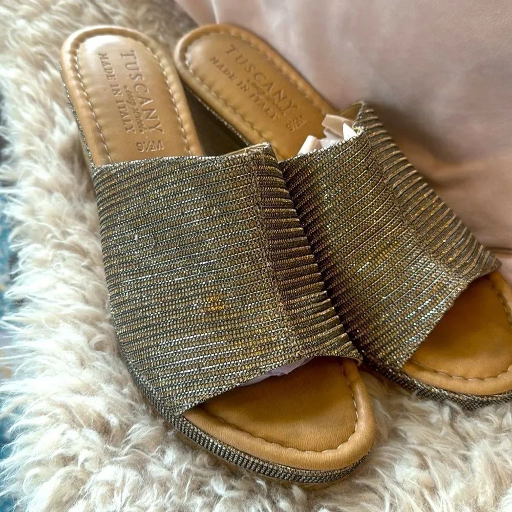 Easy Street Gold Wedge Shoes with Modern Design